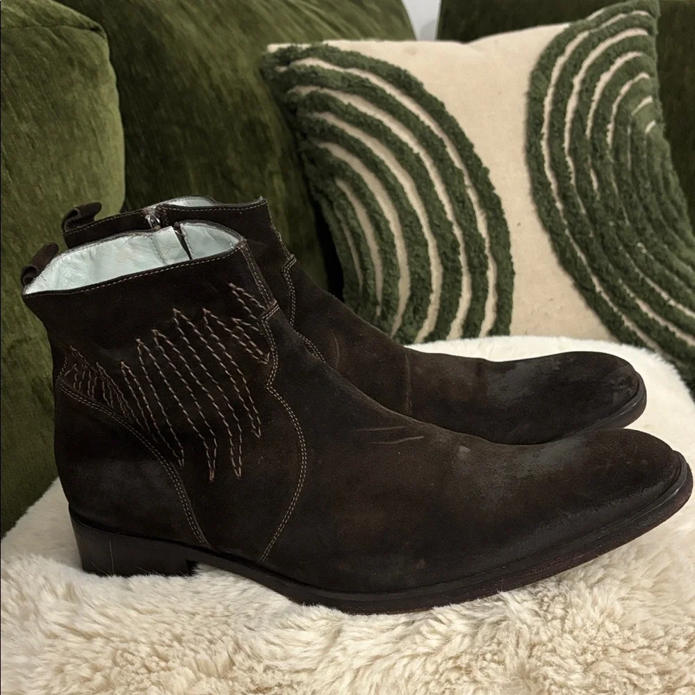 Kenneth Cole New York Men's Brown Suede‎ Western Distressed Ankle Boots Size 13